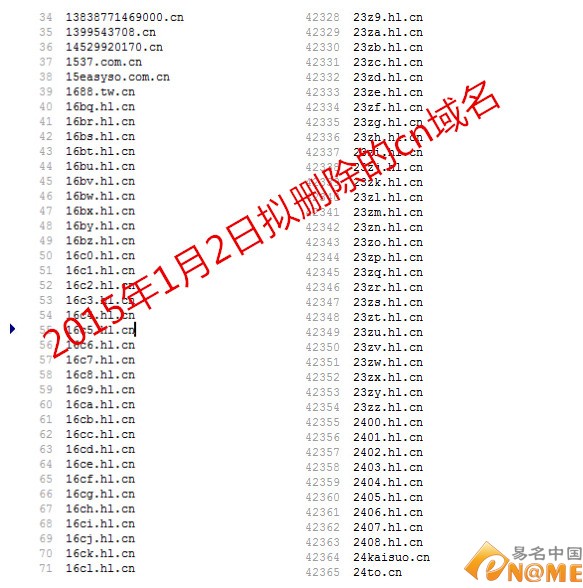 大庆某公司注册5万多个hl.cn域名到期删除